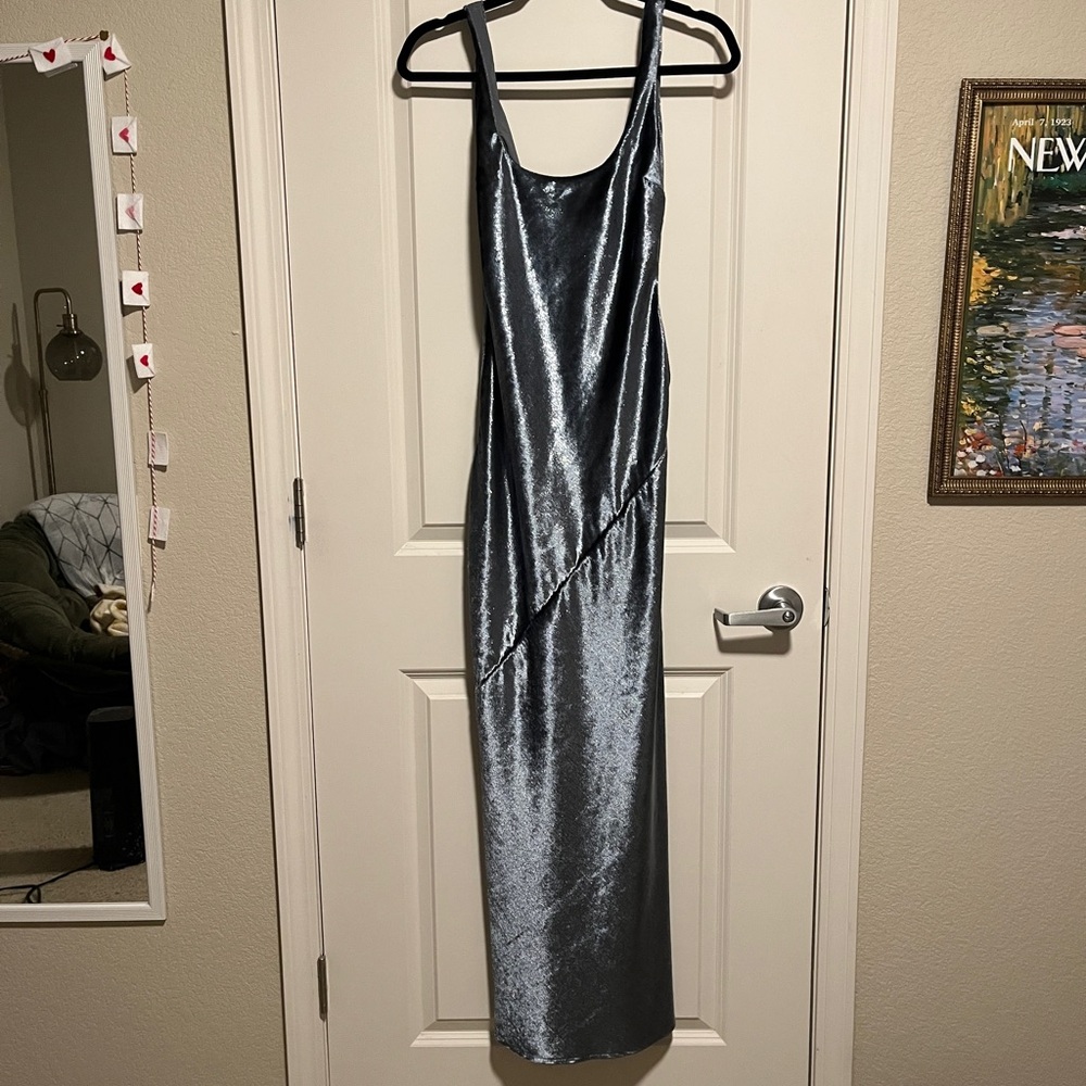 Line+Dot Silver Velvet Maxi Dress - Picture 4 of 6